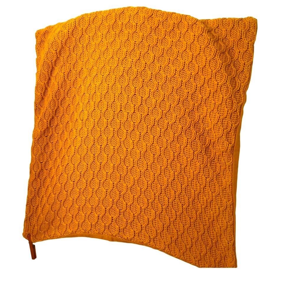 Safavieh Mustard Yellow Waffle Knit Cushion Cover 26x26 Euro Sham Textured Boho